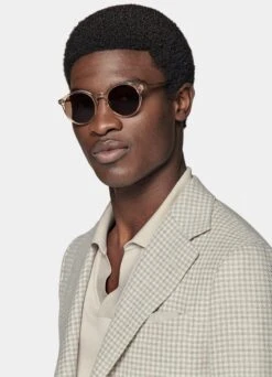 Light Brown Houndstooth Havana Blazer