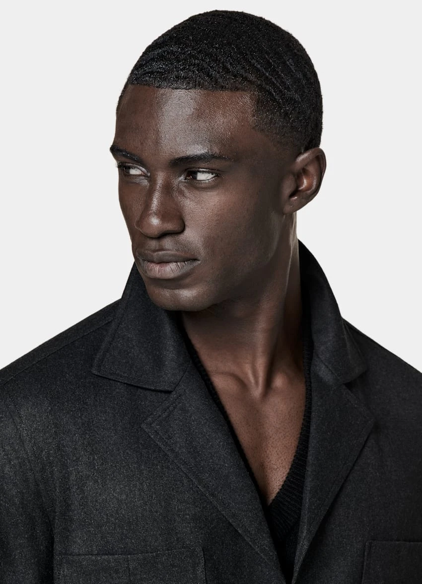 Dark Grey Belted Safari Jacket 1 Dark Grey Belted Safari Jacket