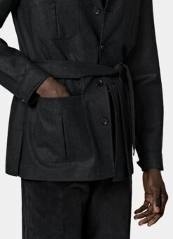 Dark Grey Belted Safari Jacket 10 Dark Grey Belted Safari Jacket -Suit Supply C230216 103