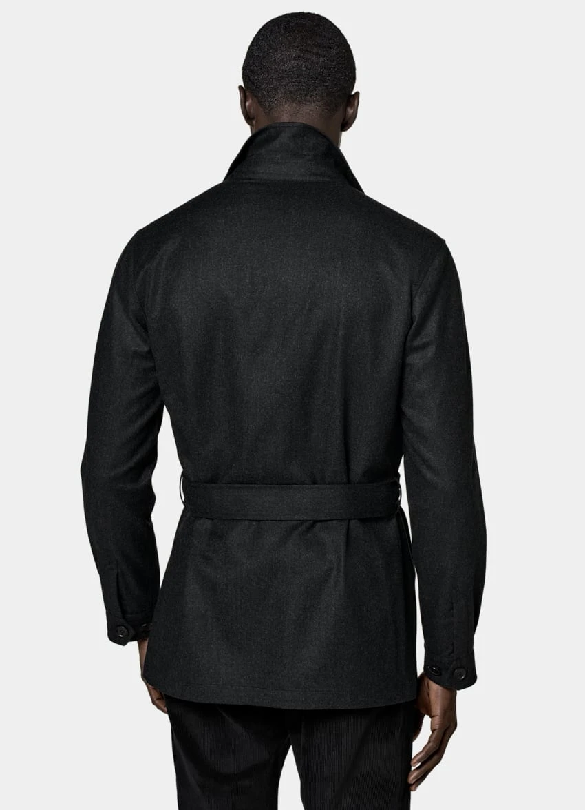 Dark Grey Belted Safari Jacket 5 Dark Grey Belted Safari Jacket - Image 5