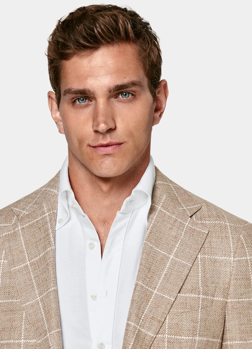 Mid Brown Checked Havana Blazer 1 Mid Brown Checked Havana Blazer