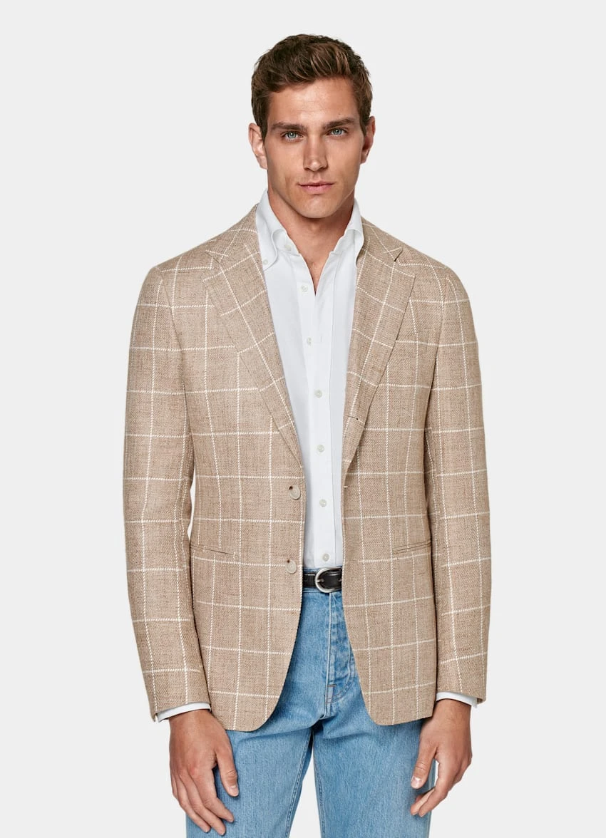 Mid Brown Checked Havana Blazer 2 Mid Brown Checked Havana Blazer - Image 2