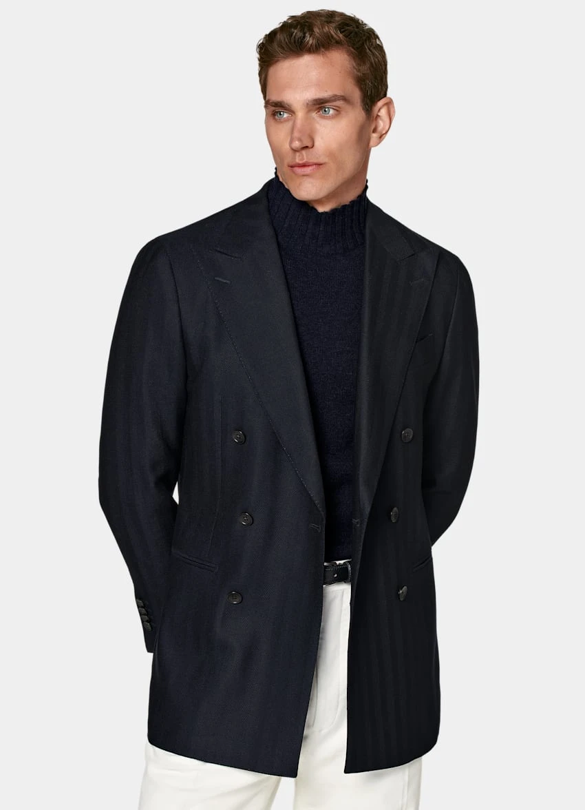 Navy Herringbone Havana Blazer 2 Navy Herringbone Havana Blazer - Image 2
