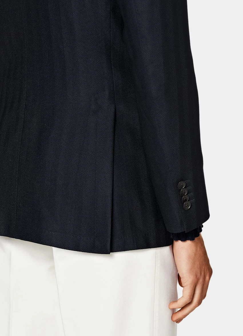 Navy Herringbone Havana Blazer 4 Navy Herringbone Havana Blazer - Image 4