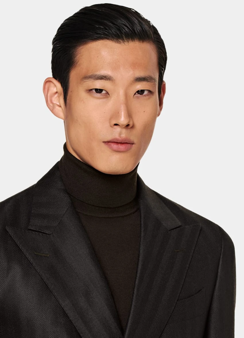 Dark Brown Herringbone Havana Blazer 1 Dark Brown Herringbone Havana Blazer