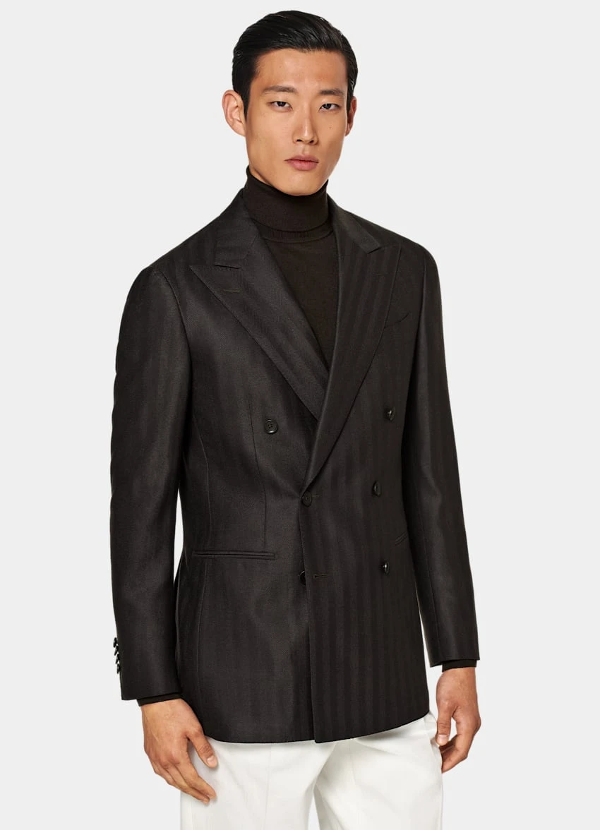 Dark Brown Herringbone Havana Blazer 2 Dark Brown Herringbone Havana Blazer - Image 2