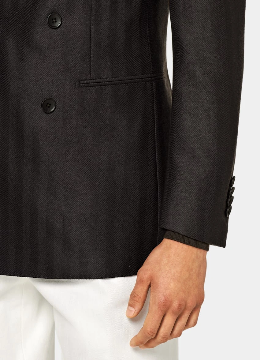 Dark Brown Herringbone Havana Blazer 4 Dark Brown Herringbone Havana Blazer - Image 4