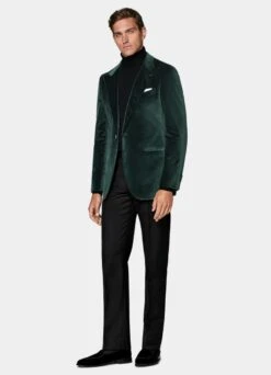 Dark Green Tailored Fit Havana Dinner Jacket -Suit Supply C6991 104