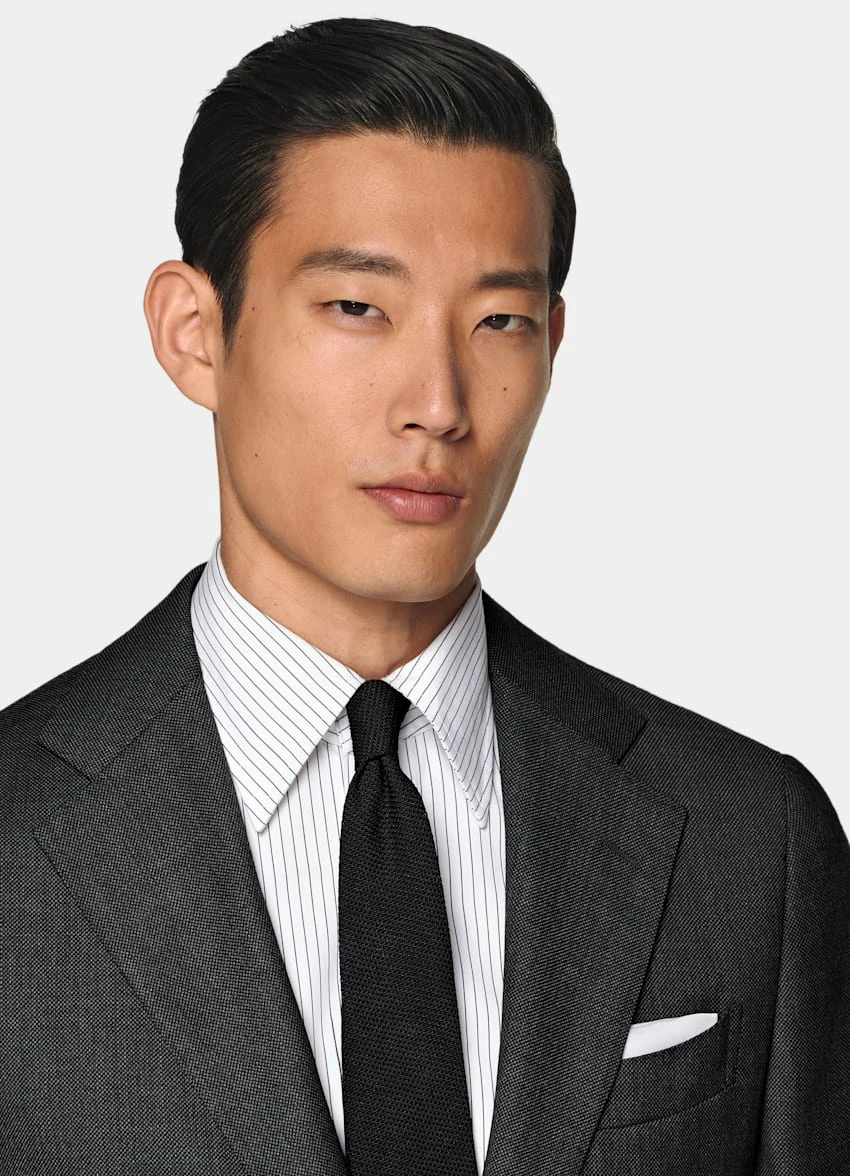 Dark Grey Bird's Eye Havana Suit 1 Dark Grey Bird's Eye Havana Suit