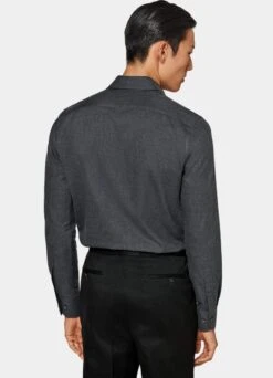 Dark Grey Slim Fit Shirt 12 Dark Grey Slim Fit Shirt -Suit Supply H6402 105