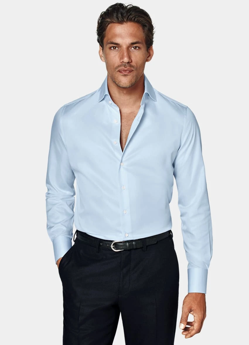 Light Blue Poplin Slim Fit Shirt 2 Light Blue Poplin Slim Fit Shirt - Image 2