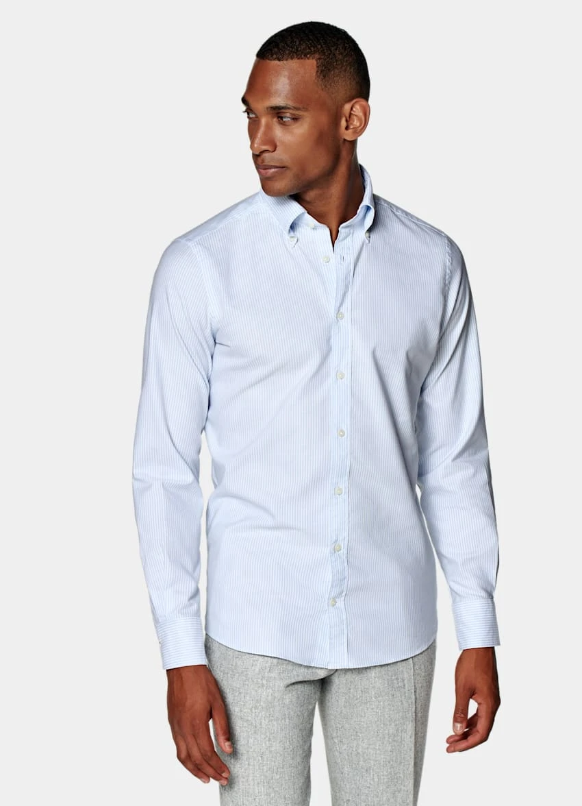Light Blue Striped Slim Fit Shirt 2 Light Blue Striped Slim Fit Shirt - Image 2