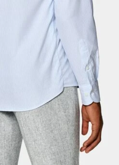 Light Blue Striped Slim Fit Shirt 9 Light Blue Striped Slim Fit Shirt -Suit Supply H6517 103