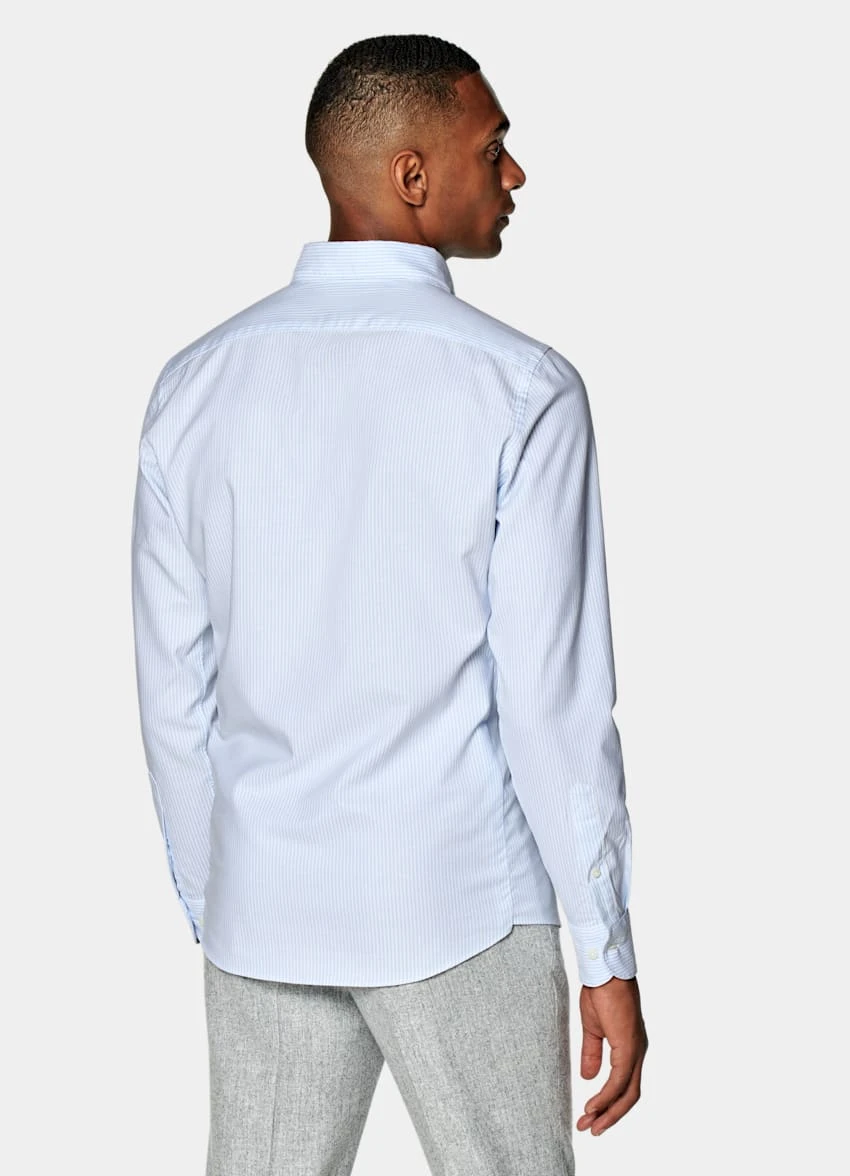 Light Blue Striped Slim Fit Shirt 5 Light Blue Striped Slim Fit Shirt - Image 5