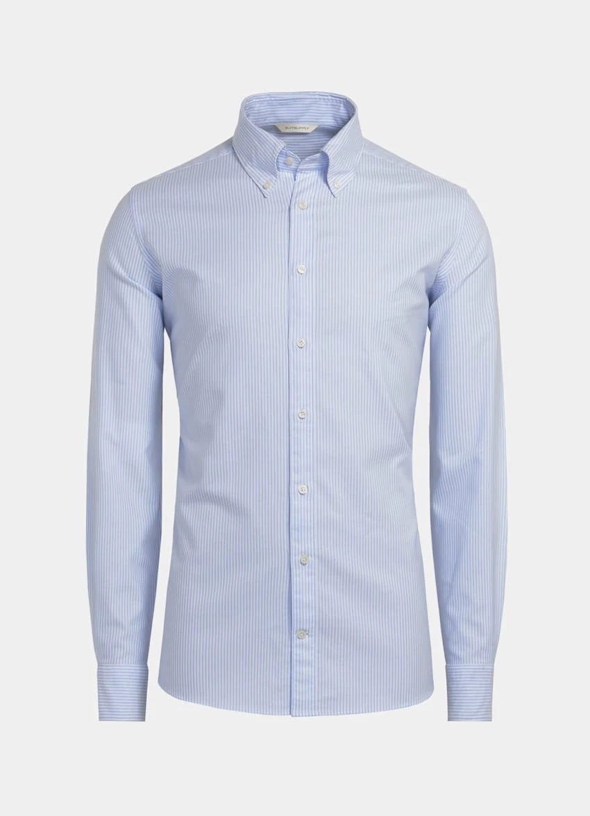 Light Blue Striped Slim Fit Shirt 7 Light Blue Striped Slim Fit Shirt - Image 7