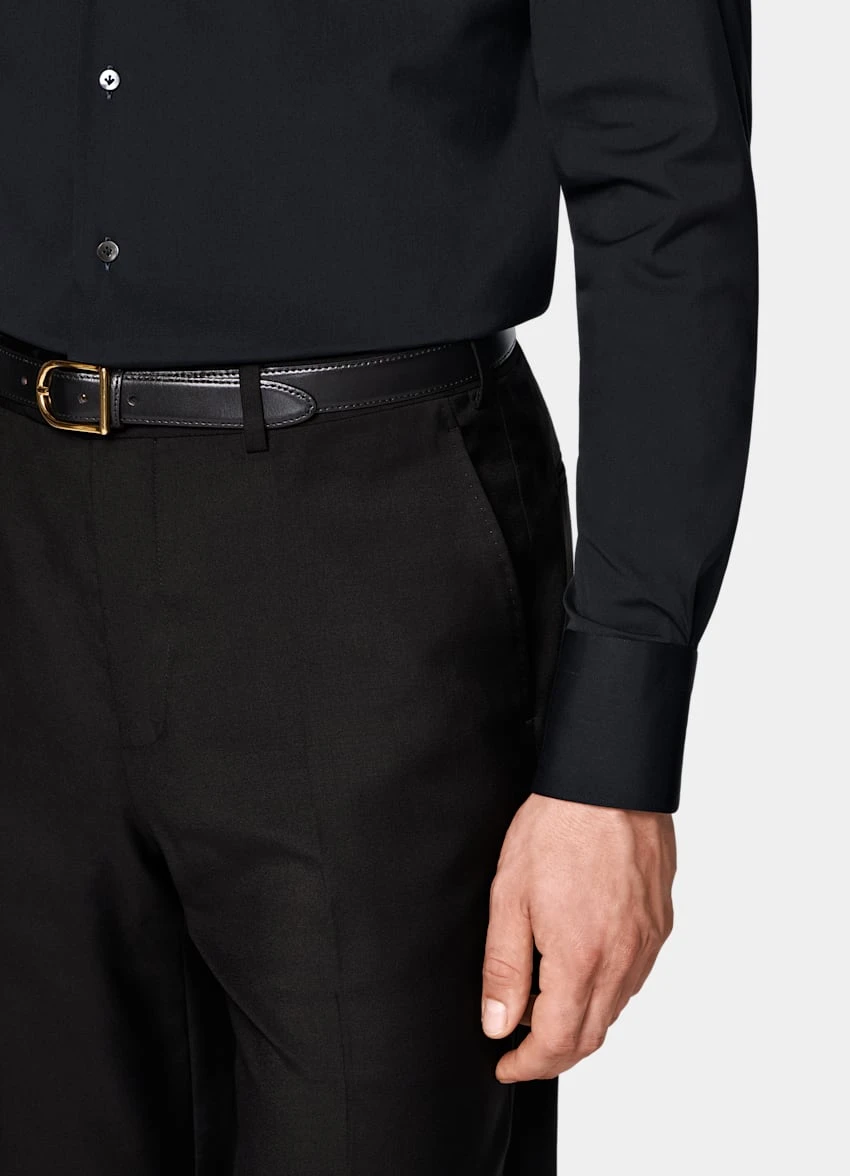 Navy Poplin Extra Slim Fit Shirt 3 Navy Poplin Extra Slim Fit Shirt - Image 3