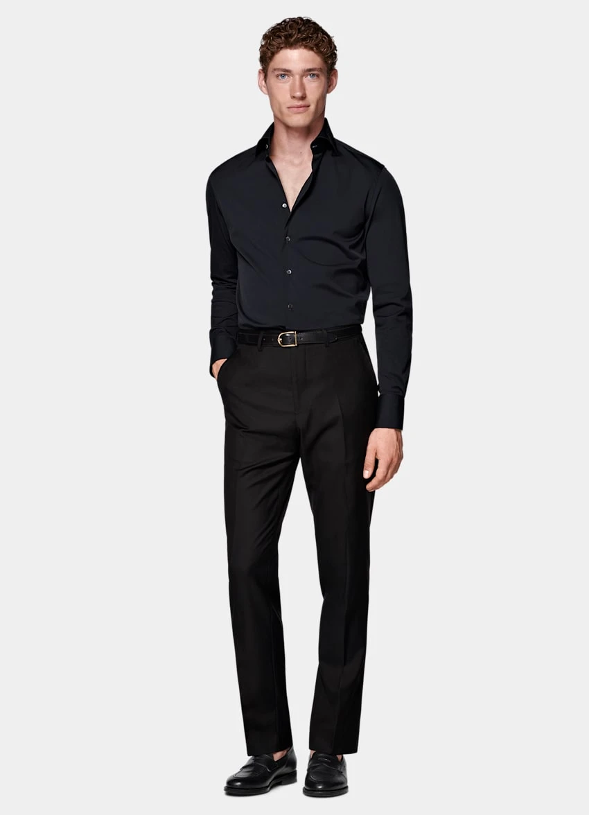 Navy Poplin Extra Slim Fit Shirt 4 Navy Poplin Extra Slim Fit Shirt - Image 4