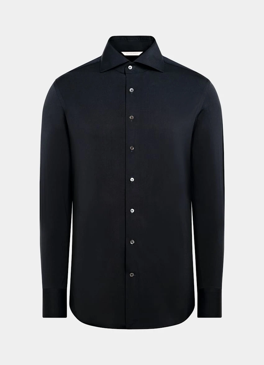 Navy Poplin Extra Slim Fit Shirt 7 Navy Poplin Extra Slim Fit Shirt - Image 7