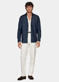 Blue Slim Fit Shirt 11 Blue Slim Fit Shirt -Suit Supply H6610 104