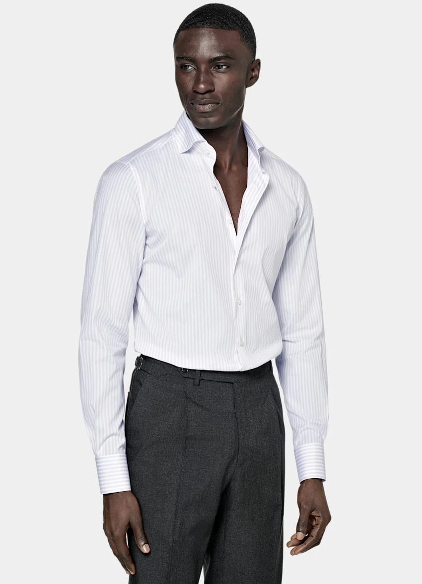 Purple Striped Poplin Extra Slim Fit Shirt 2 Purple Striped Poplin Extra Slim Fit Shirt - Image 2