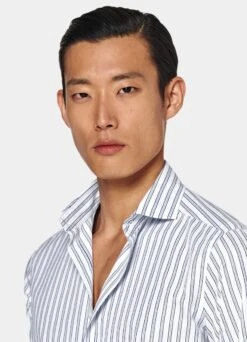 Navy Striped Slim Fit Shirt