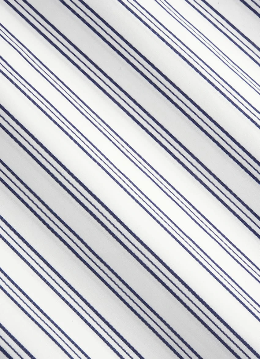 Navy Striped Slim Fit Shirt 6 Navy Striped Slim Fit Shirt - Image 6