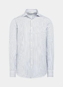 Navy Striped Slim Fit Shirt 13 Navy Striped Slim Fit Shirt -Suit Supply H6722 25