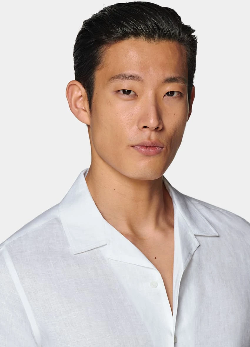 White Camp Collar Slim Fit Shirt 1 White Camp Collar Slim Fit Shirt