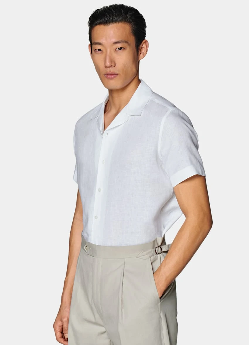 White Camp Collar Slim Fit Shirt 2 White Camp Collar Slim Fit Shirt - Image 2