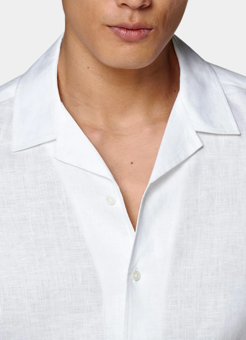 White Camp Collar Slim Fit Shirt 3 White Camp Collar Slim Fit Shirt - Image 3