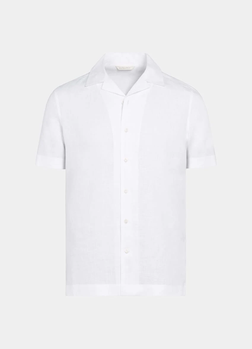 White Camp Collar Slim Fit Shirt 8 White Camp Collar Slim Fit Shirt - Image 8