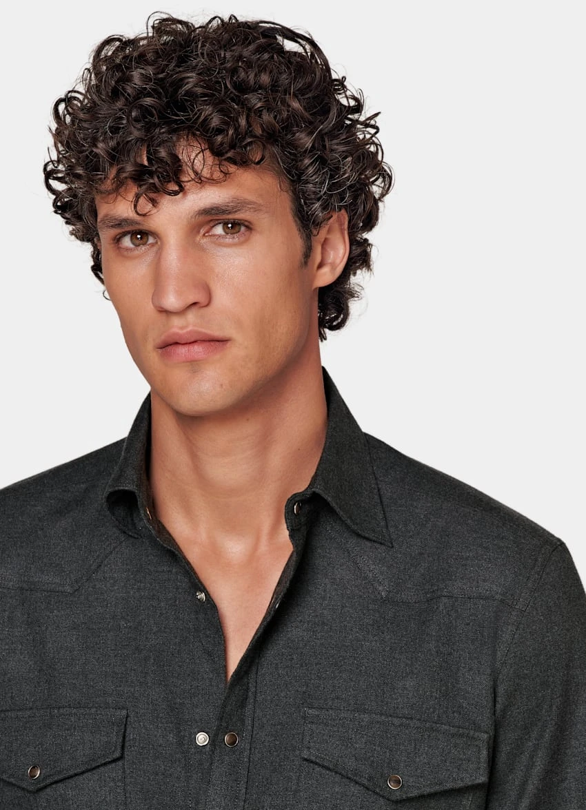 Dark Grey Western Shirt 1 Dark Grey Western Shirt
