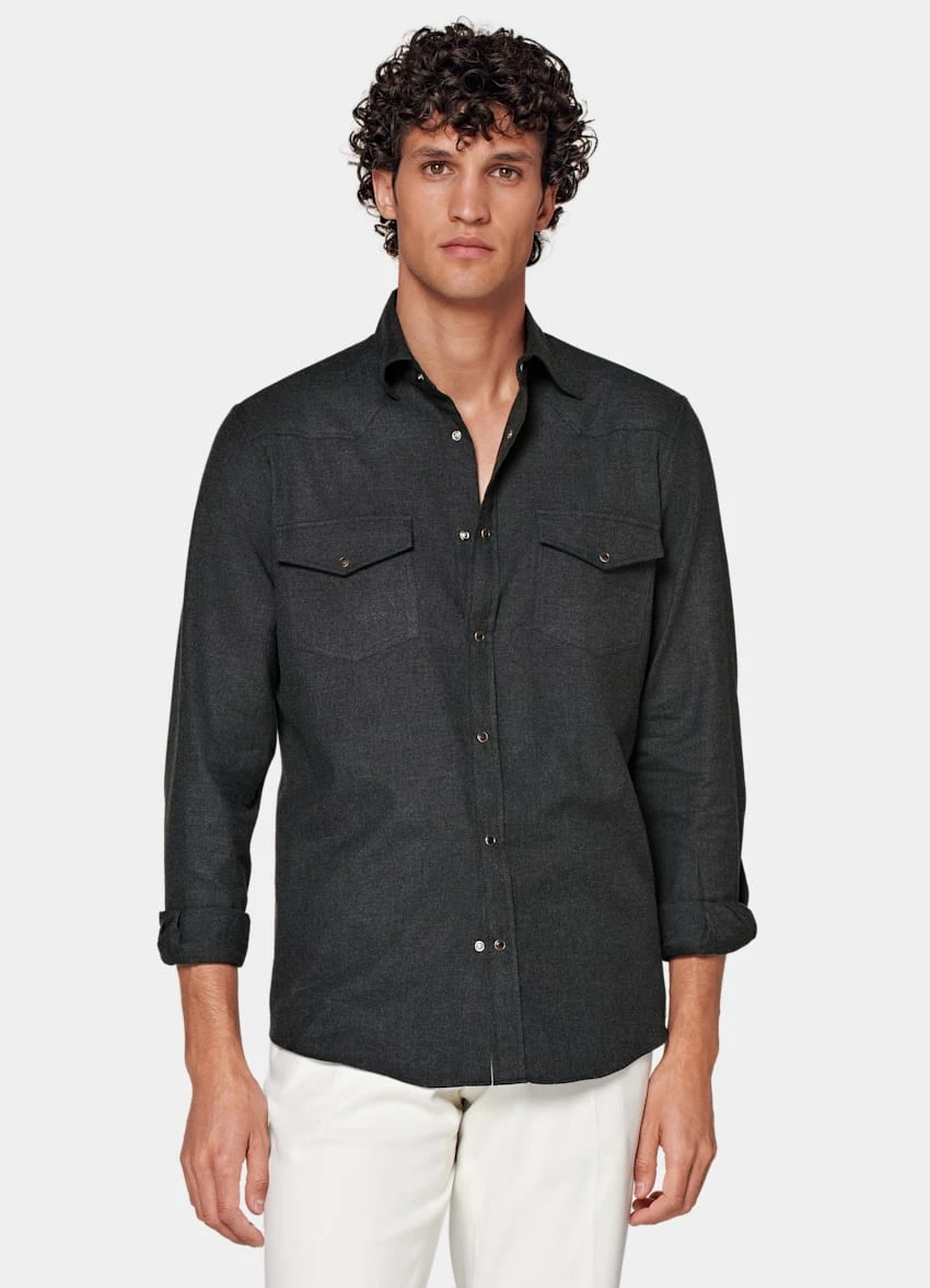 Dark Grey Western Shirt 2 Dark Grey Western Shirt - Image 2