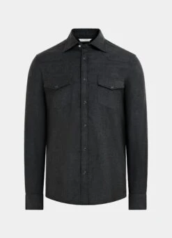 Dark Grey Western Shirt 15 Dark Grey Western Shirt -Suit Supply H6804 25