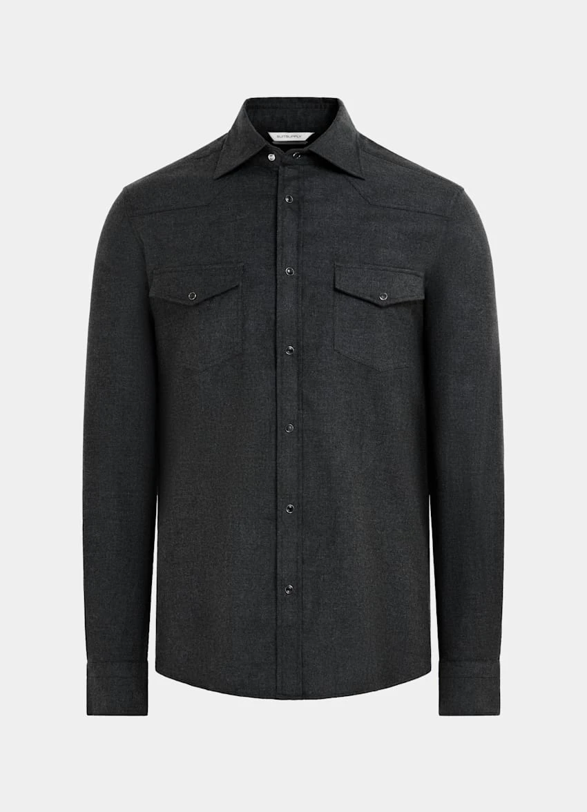 Dark Grey Western Shirt 8 Dark Grey Western Shirt - Image 8