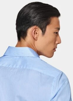 Blue Striped Poplin Slim Fit Shirt 13 Blue Striped Poplin Slim Fit Shirt -Suit Supply H6880 106