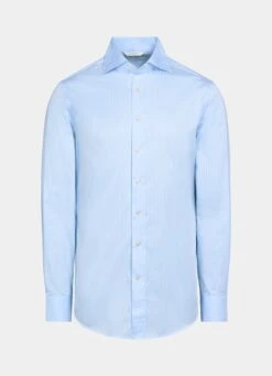 Blue Striped Poplin Slim Fit Shirt 15 Blue Striped Poplin Slim Fit Shirt -Suit Supply H6880 25