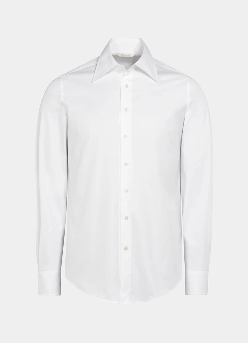 White Large Classic Collar Slim Fit Shirt 8 White Large Classic Collar Slim Fit Shirt - Image 8