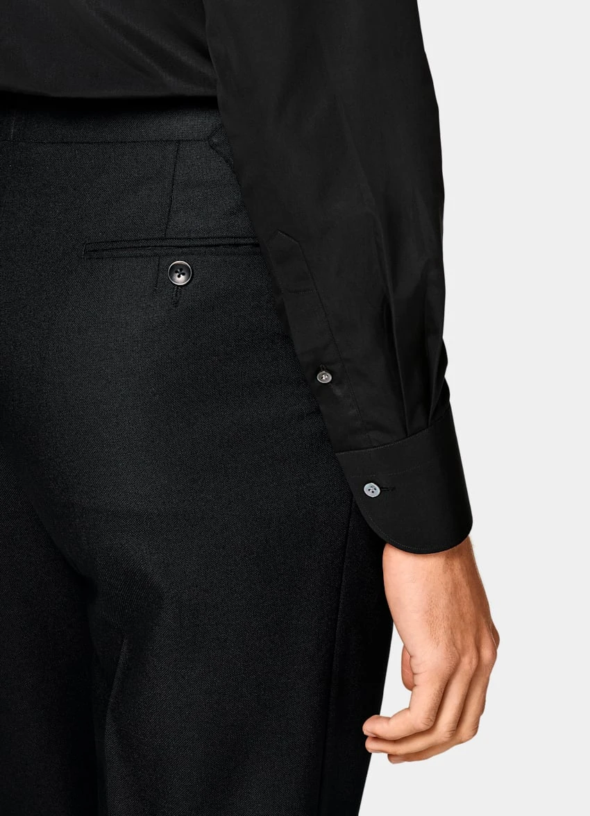 Black Poplin Slim Fit Shirt 3 Black Poplin Slim Fit Shirt - Image 3