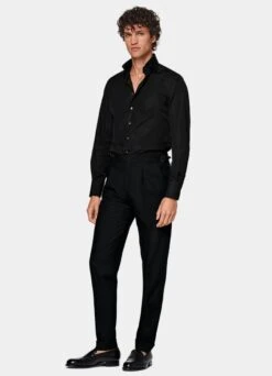 Black Poplin Slim Fit Shirt 11 Black Poplin Slim Fit Shirt -Suit Supply H6887 104