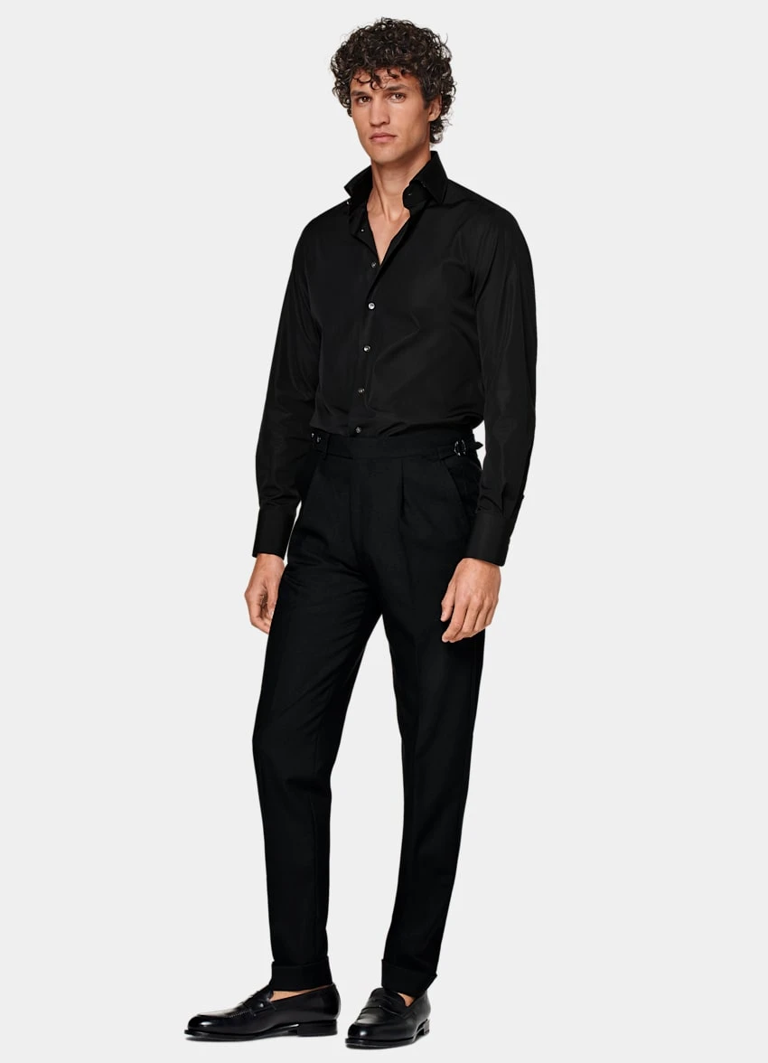 Black Poplin Slim Fit Shirt 4 Black Poplin Slim Fit Shirt - Image 4