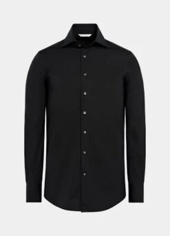 Black Poplin Slim Fit Shirt 15 Black Poplin Slim Fit Shirt -Suit Supply H6887 25