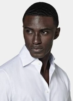 White Striped Twill Slim Fit Shirt