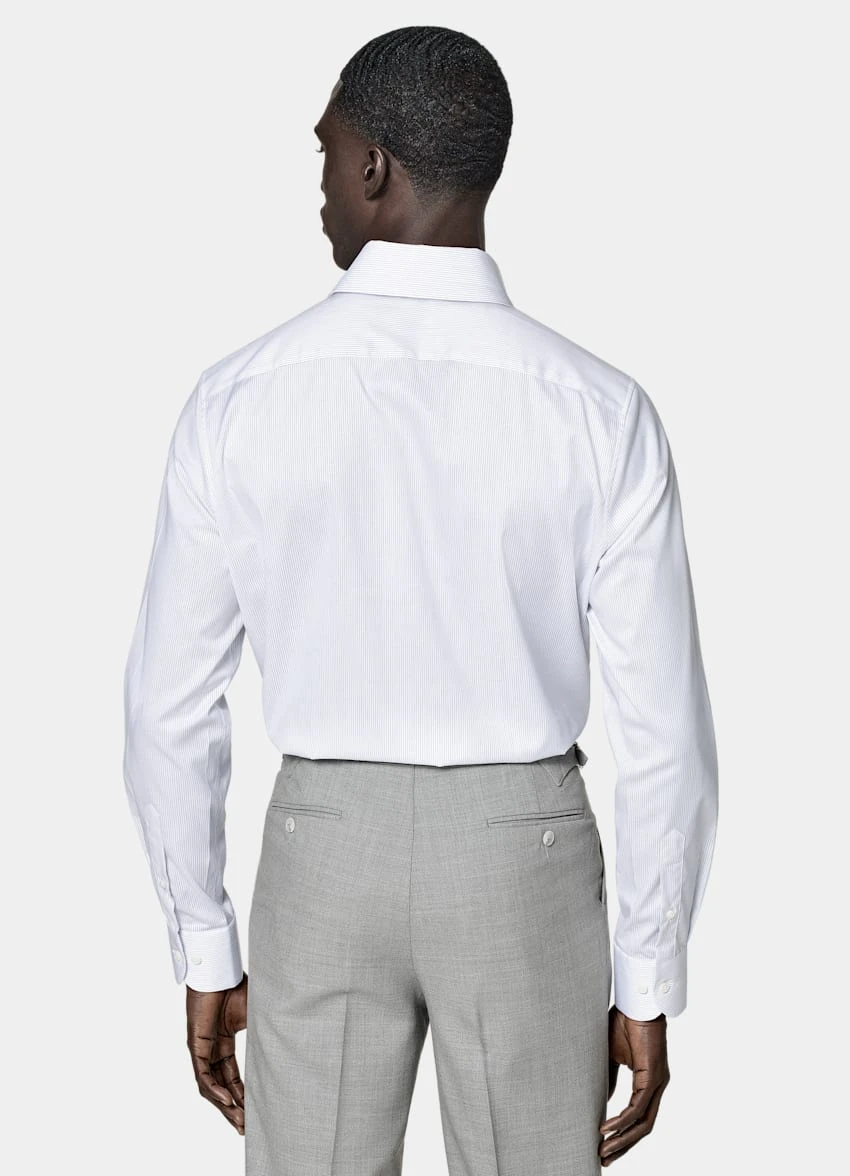 White Striped Twill Slim Fit Shirt 5 White Striped Twill Slim Fit Shirt - Image 5