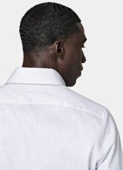 White Striped Twill Slim Fit Shirt 13 White Striped Twill Slim Fit Shirt -Suit Supply H6890 106