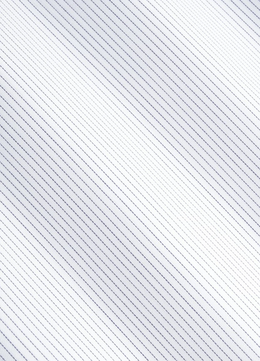 White Striped Twill Slim Fit Shirt 7 White Striped Twill Slim Fit Shirt - Image 7