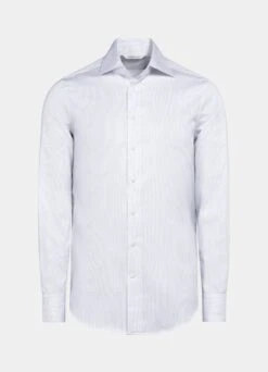 White Striped Twill Slim Fit Shirt 15 White Striped Twill Slim Fit Shirt -Suit Supply H6890 25