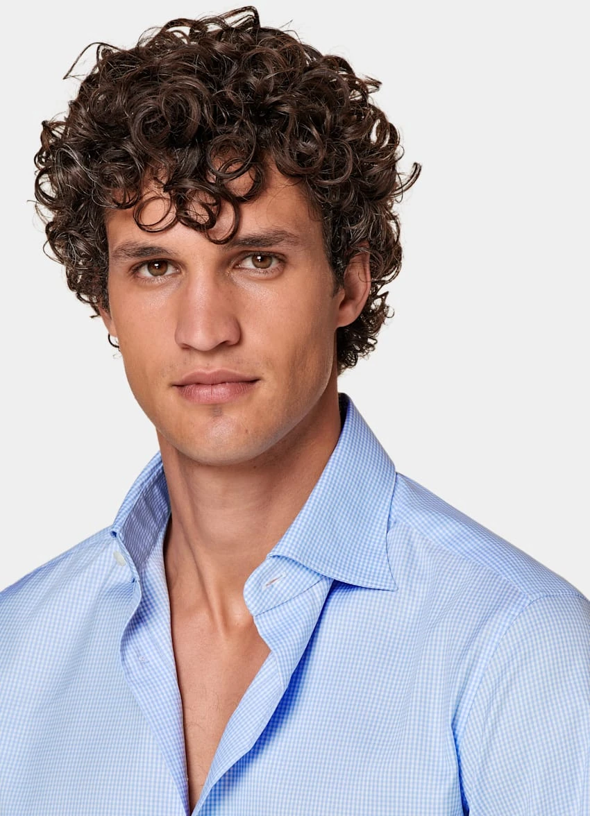 Light Blue Checked Twill Slim Fit Shirt 1 Light Blue Checked Twill Slim Fit Shirt