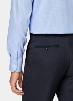 Light Blue Checked Twill Slim Fit Shirt 10 Light Blue Checked Twill Slim Fit Shirt -Suit Supply H6891 103