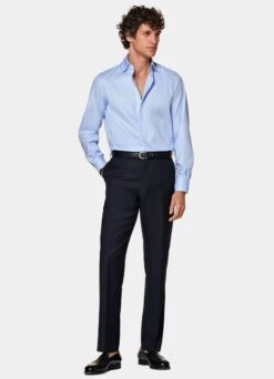 Light Blue Checked Twill Slim Fit Shirt 11 Light Blue Checked Twill Slim Fit Shirt -Suit Supply H6891 104